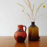 Carstens vase in brown-orange, Mid Century handle vase, Carstens Tönnieshof jug vase