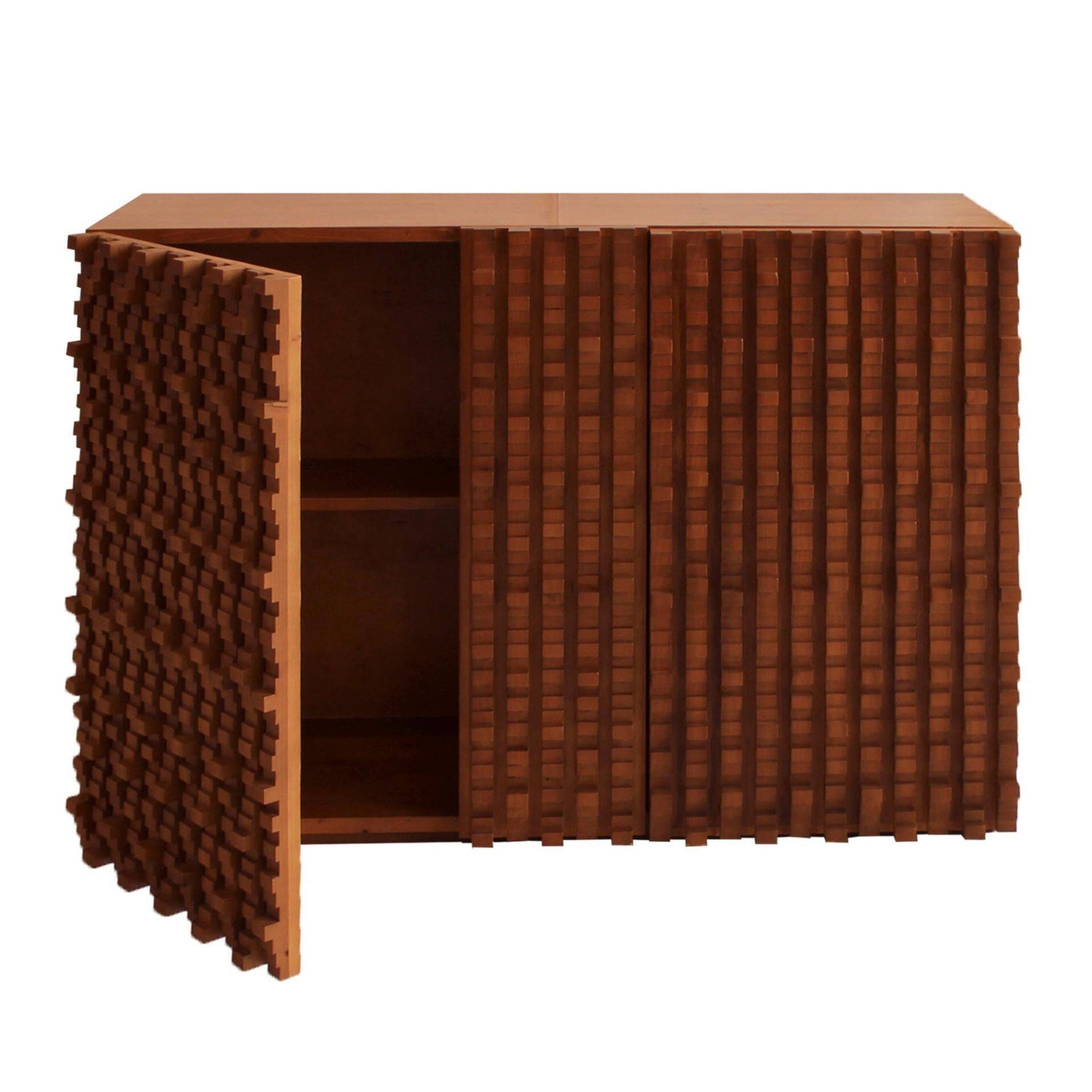 Contemporary Craftsmanship Solid Wood Pair of Brutalist Italian Sideboards