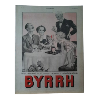Publicité papier apéritif Byrrh issue d'une revue d'époque année 1934