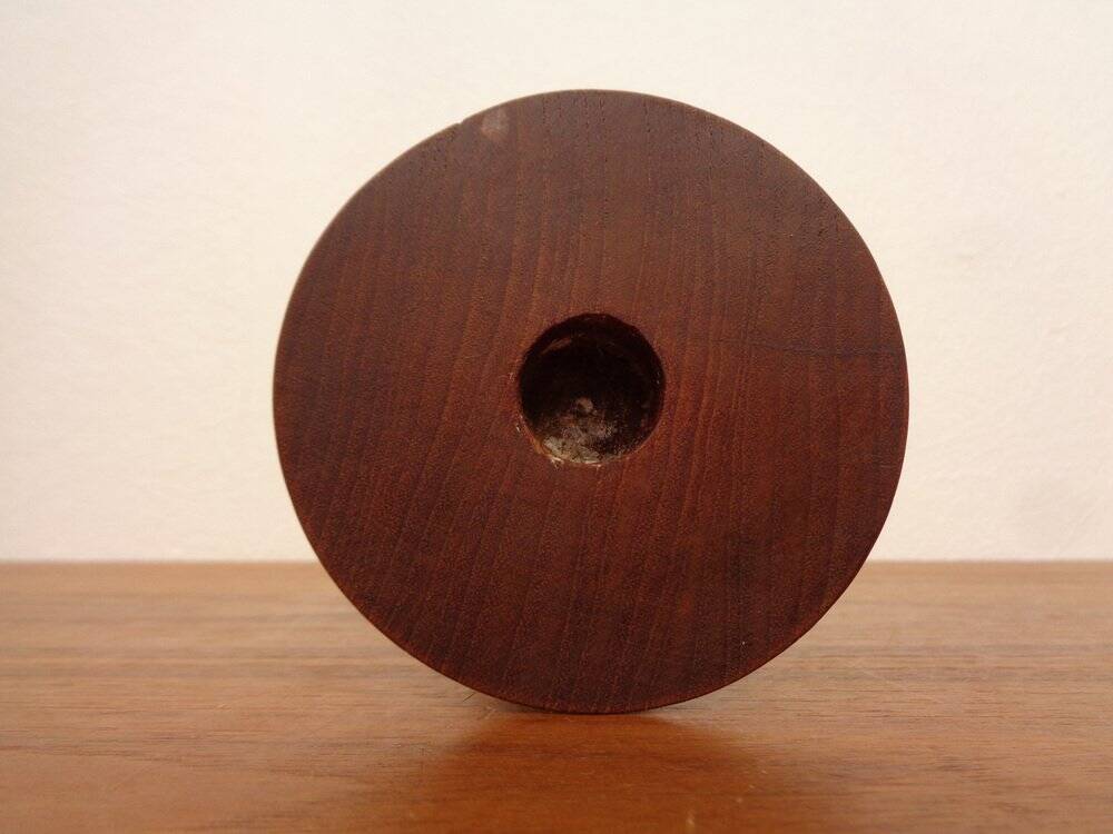 Large teak candleholder from Anri Form, Italy, 1960s.