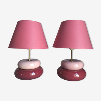 Vintage Kostka lamp pair, sumo fuschia model