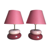 Paire de lampe Kostka vintage, modèle sumo fuschia