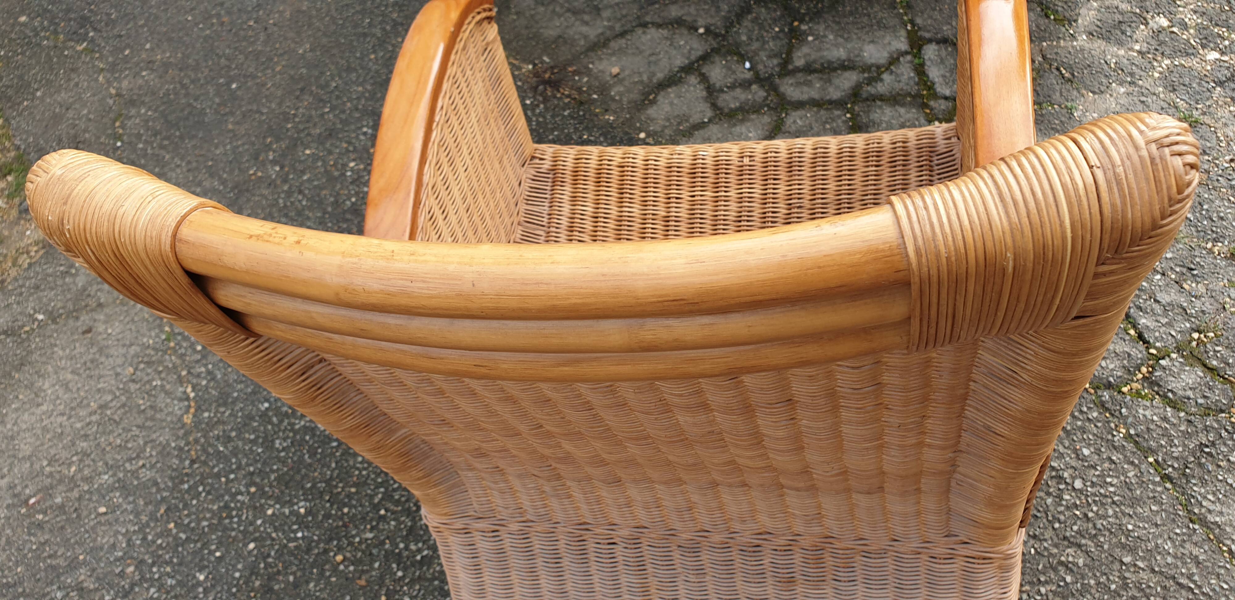 Rattan and bamboo armchair