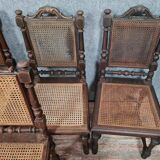 Series of 8 Renaissance hunting lodge chairs in walnut circa 1850