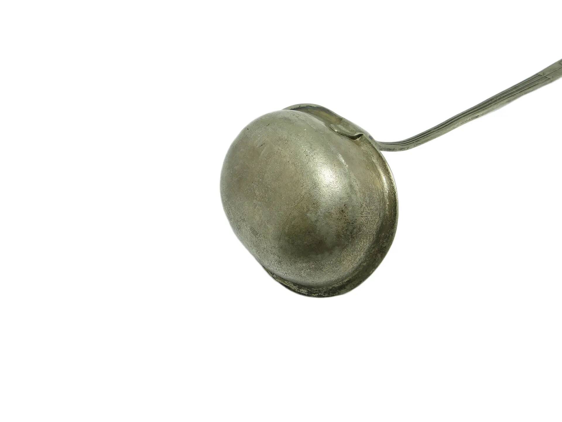 Art Nouveau soup ladle, silver-plated alpacca, Kummer, Poland, 1920s.