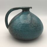 Ball-shaped vase in blue enamelled stoneware by Gérard HOFFMANN
