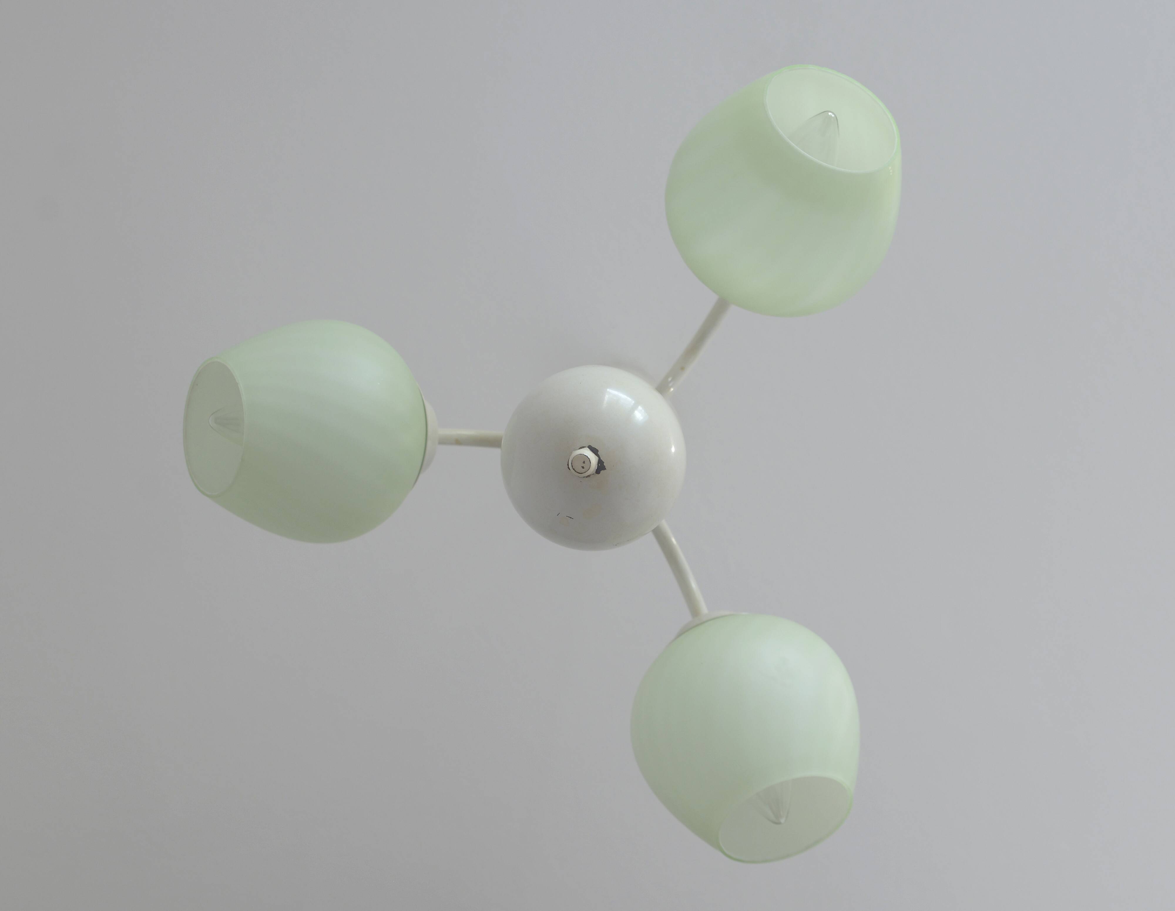 Vintage Elegant Pendant Lamp, Shabby Chic White Chandelier, Mint Green