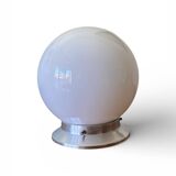Ceiling light or wall light with white opal glass globe, 15 cm, aluminium rose.