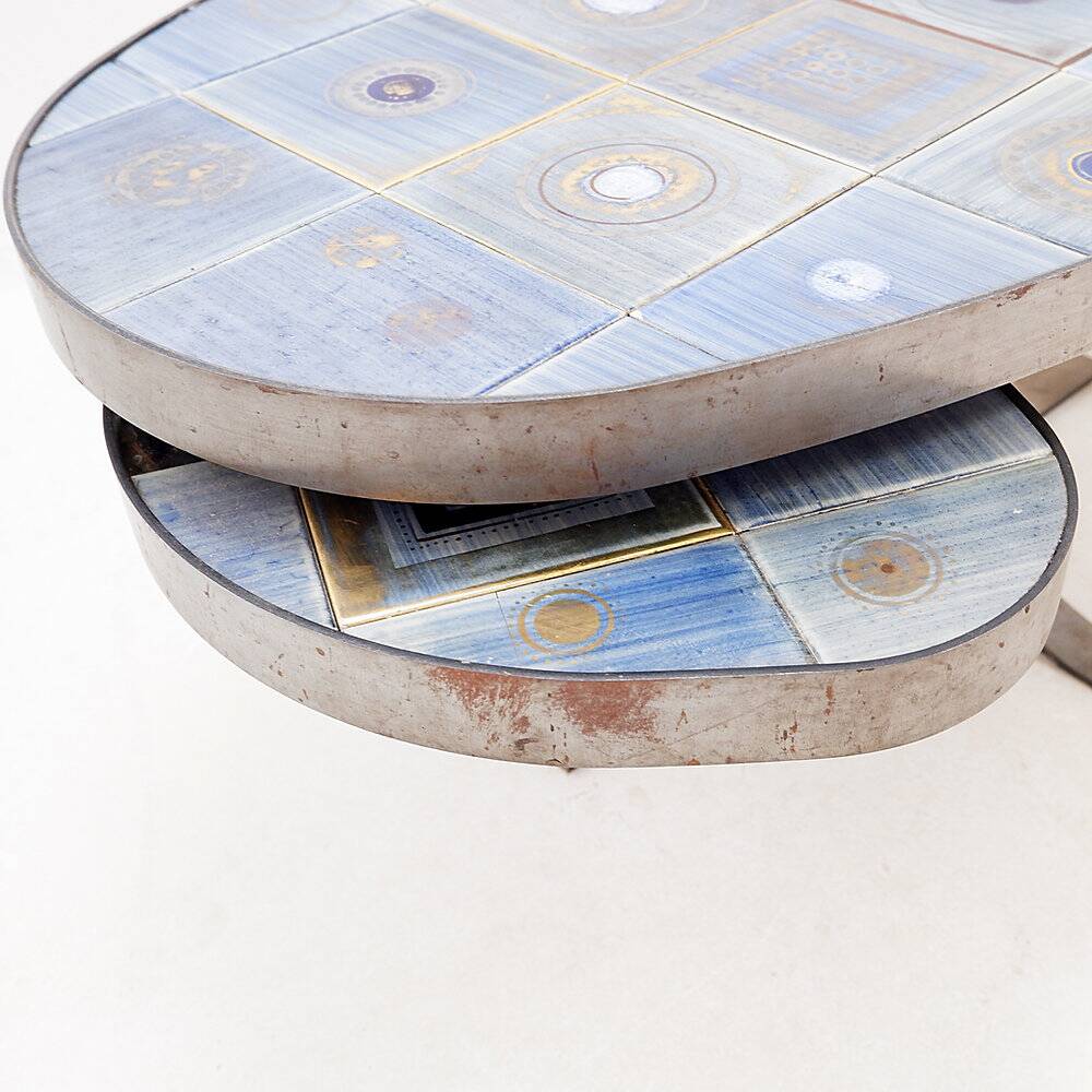 Oval coffee table by Georges Pelletier for La Roue Vallauris - France, 1970
