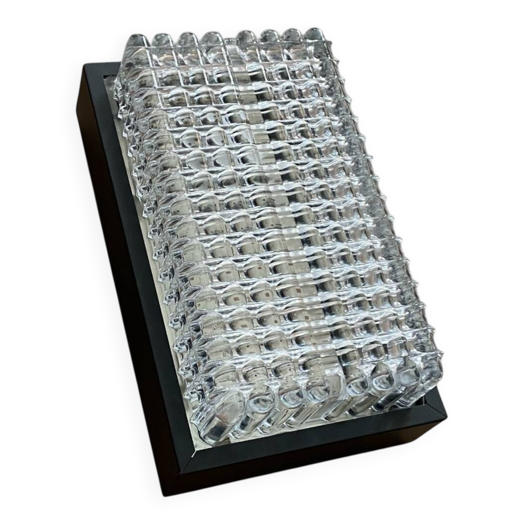 Rectangular wall light in moulded glass Wila Leuchten 1960