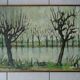 Landscape painting riverside 1964 vintage M. Fargette