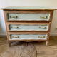 Vintage chest of drawers 3 drawers raw wood and sage green