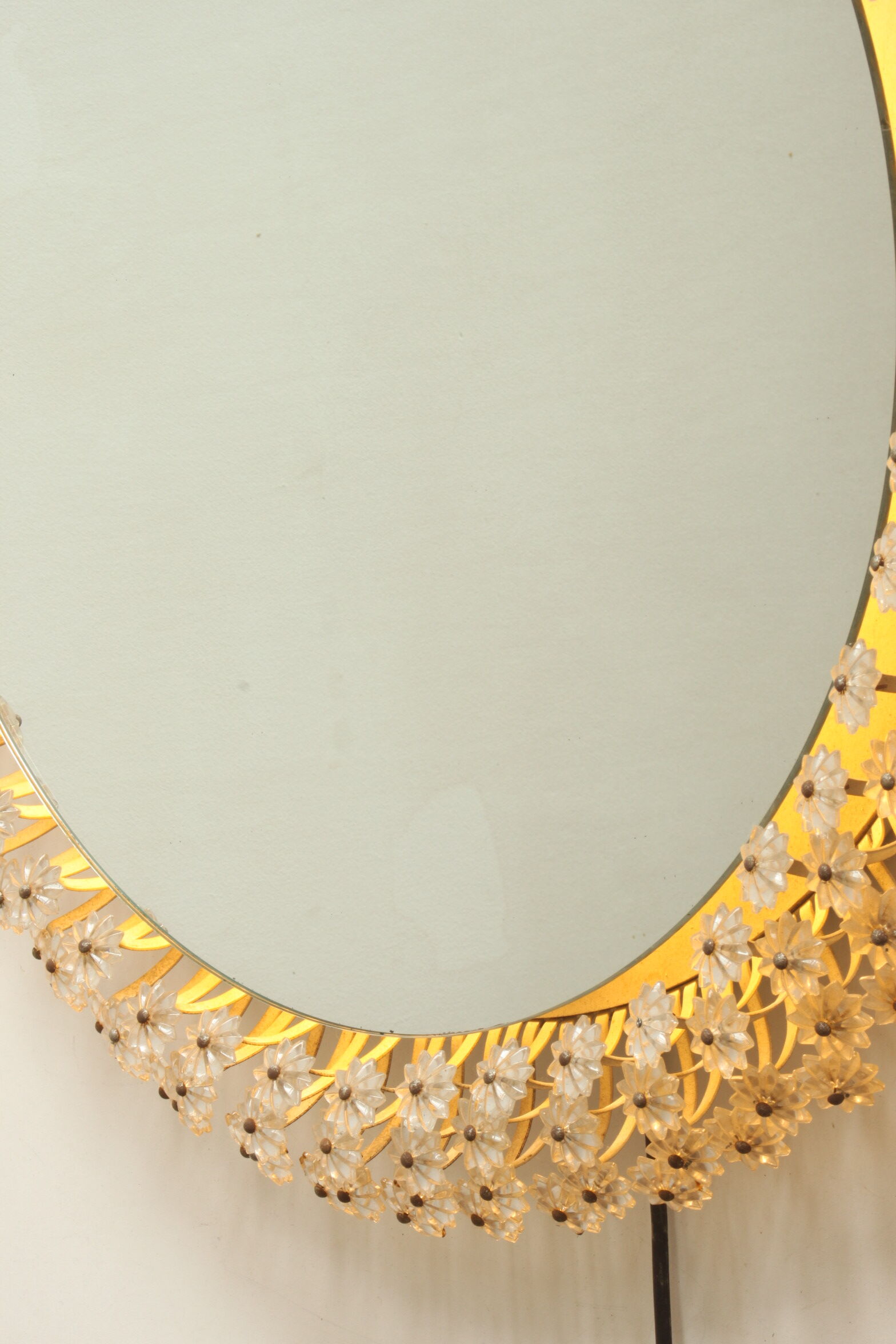 Illuminated flower mirror by Emil Steynar for Rupert Nikoll, Austria 1960s, 68cm.