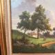 Oil on canvas landscape by the river – antique gilded frame