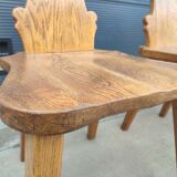 Set of 6 brutalist oak dining chairs, 1960