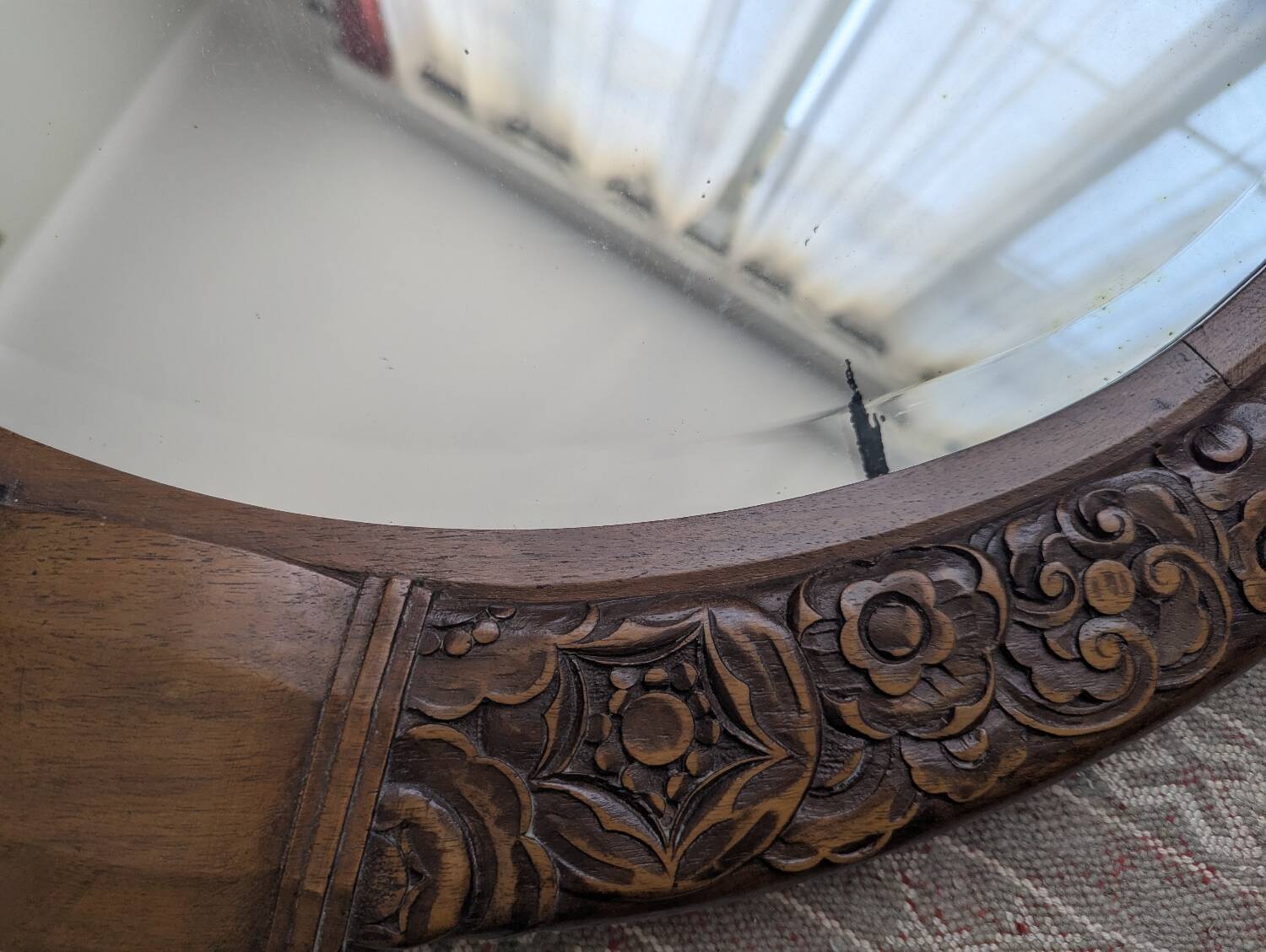 Art Deco walnut mirror