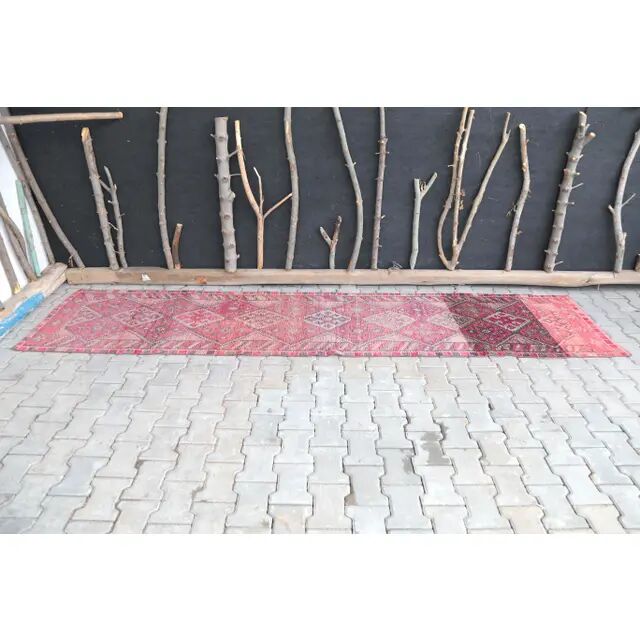 Tapis couloir turc vintage noué à la main des années 1960 - 82x361