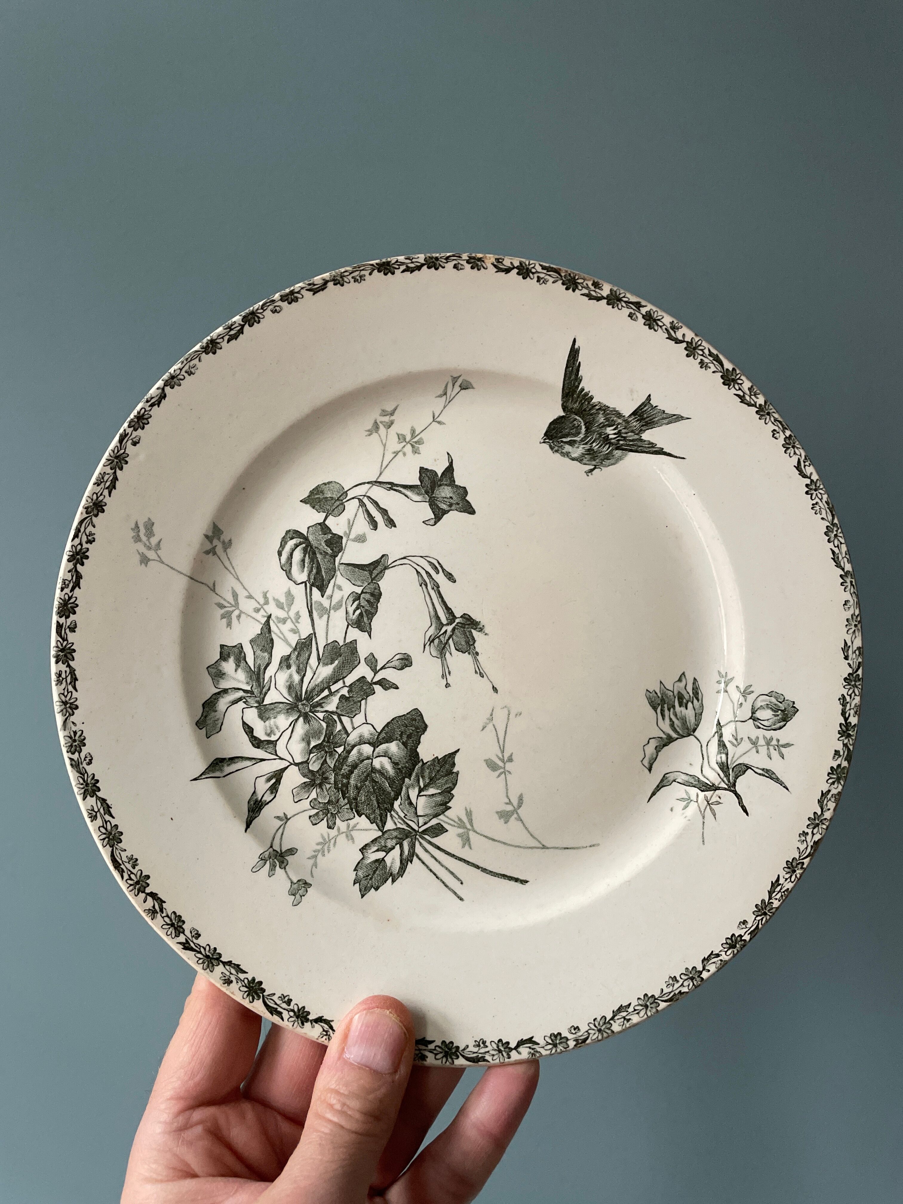 Set of 9 flat plates Terre de Fer XIXth Grand Dépôt E.Bourgeois
