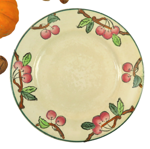 Rare plate decorated with cerises manufacture de Longwy