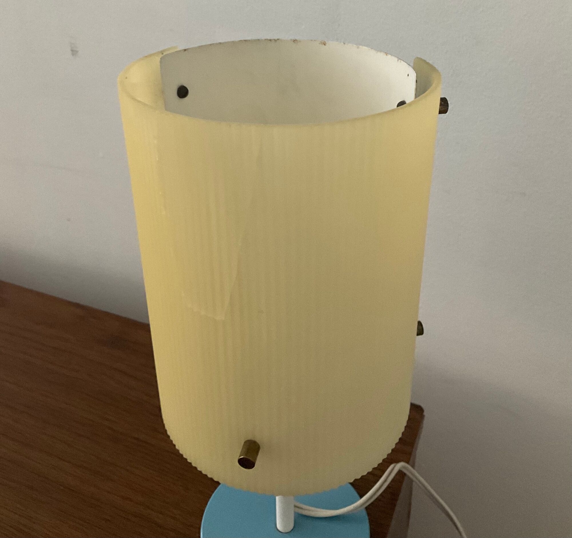 Vintage lamp 50s-60s metal sky blue and plexiglass