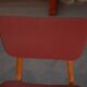 Ensemble de 4 chaises design chêne et skaï rouge 1960's