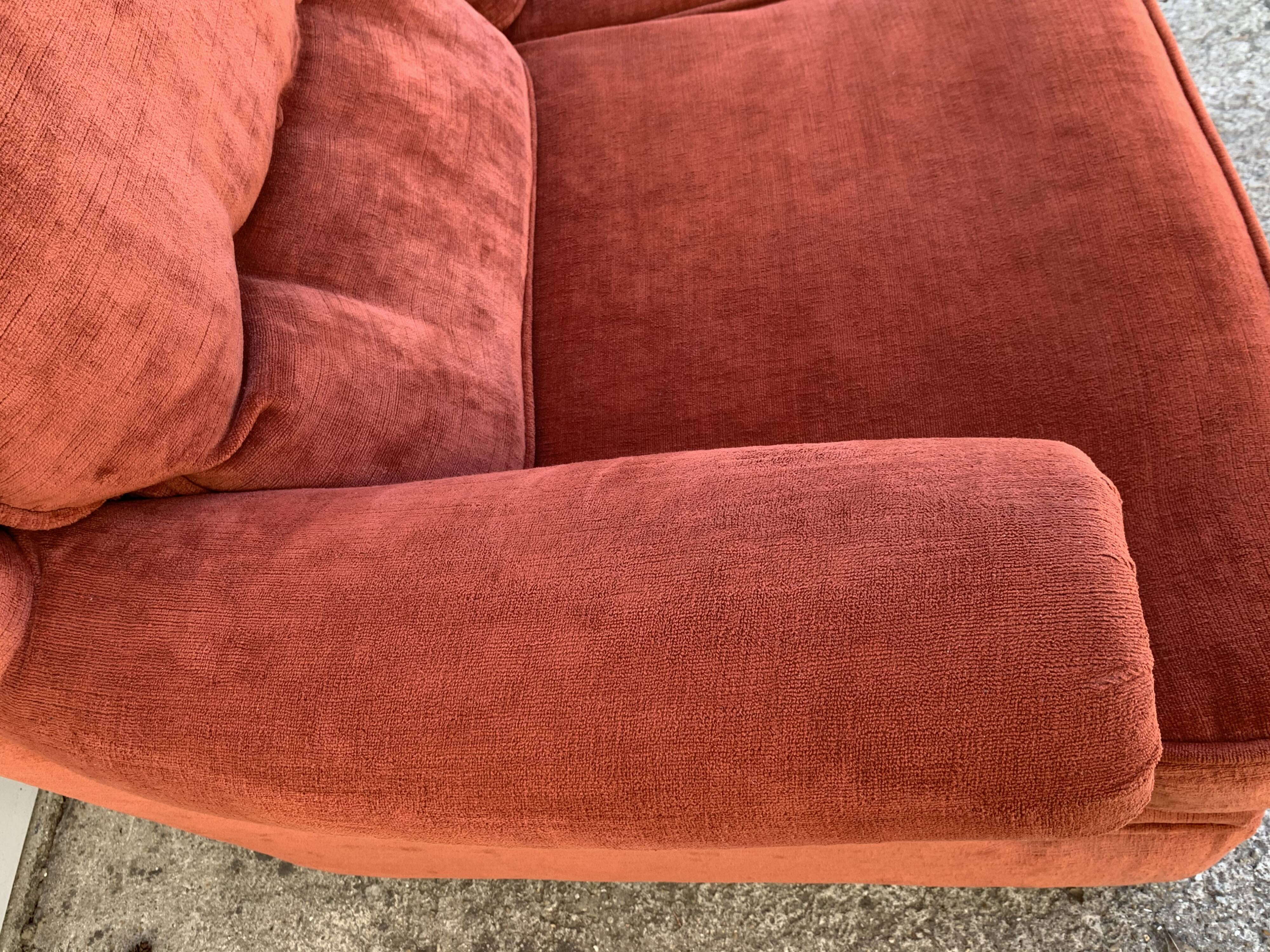 Coral velvet toad sofa