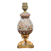 Cloisonné enamel lamp with bronze dolphin base, Napoleon III lamp, table lamp