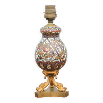 Cloisonné enamel lamp with bronze dolphin base, Napoleon III lamp, table lamp