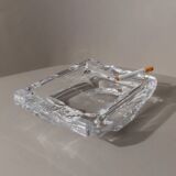 Large Vintage Clear Crystal Glass Ashtray by Sevres France - Structured Glass, 1970s French Table Decor