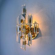Oscar Torlasco for Stilkronen wall sconce, cut Murano glass, Italy, circa 1970s