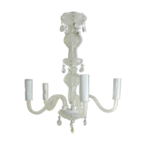 Chandelier with five branches glass and tassels /Bohemian Style Chandelier/vintage