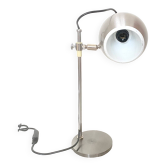 Lampe de bureau globe oculaire en aluminium brossé  style Goffredo Reggiani - Space Age années 1960
