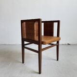Wilhelm Schmidt Oak and Cane Armchair for Prag-Rudniker Wickerwork, c. 1902