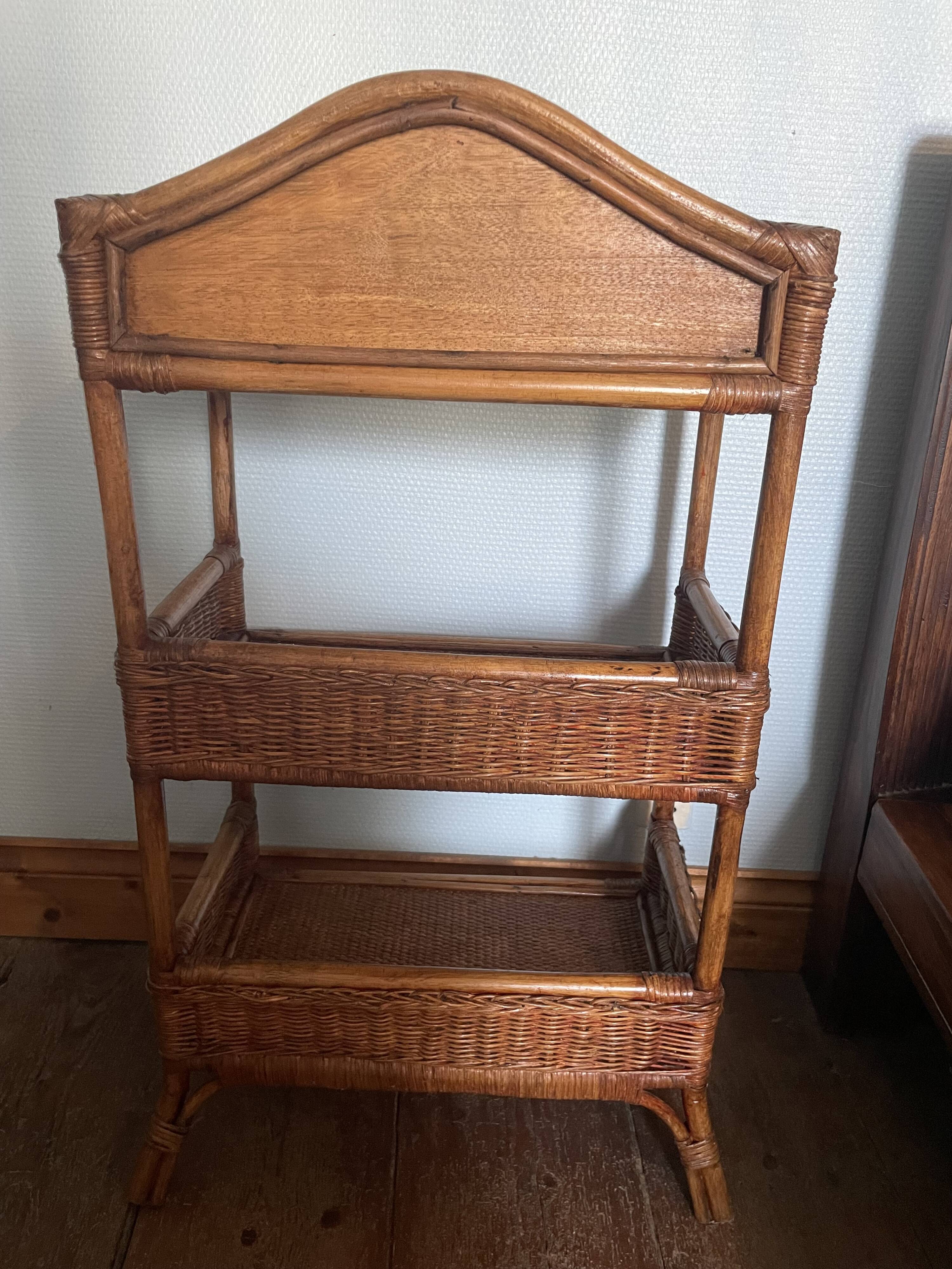 Rattan and cane shelf