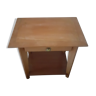 Table en bois clair à 2 étages avec tiroir, des années 60