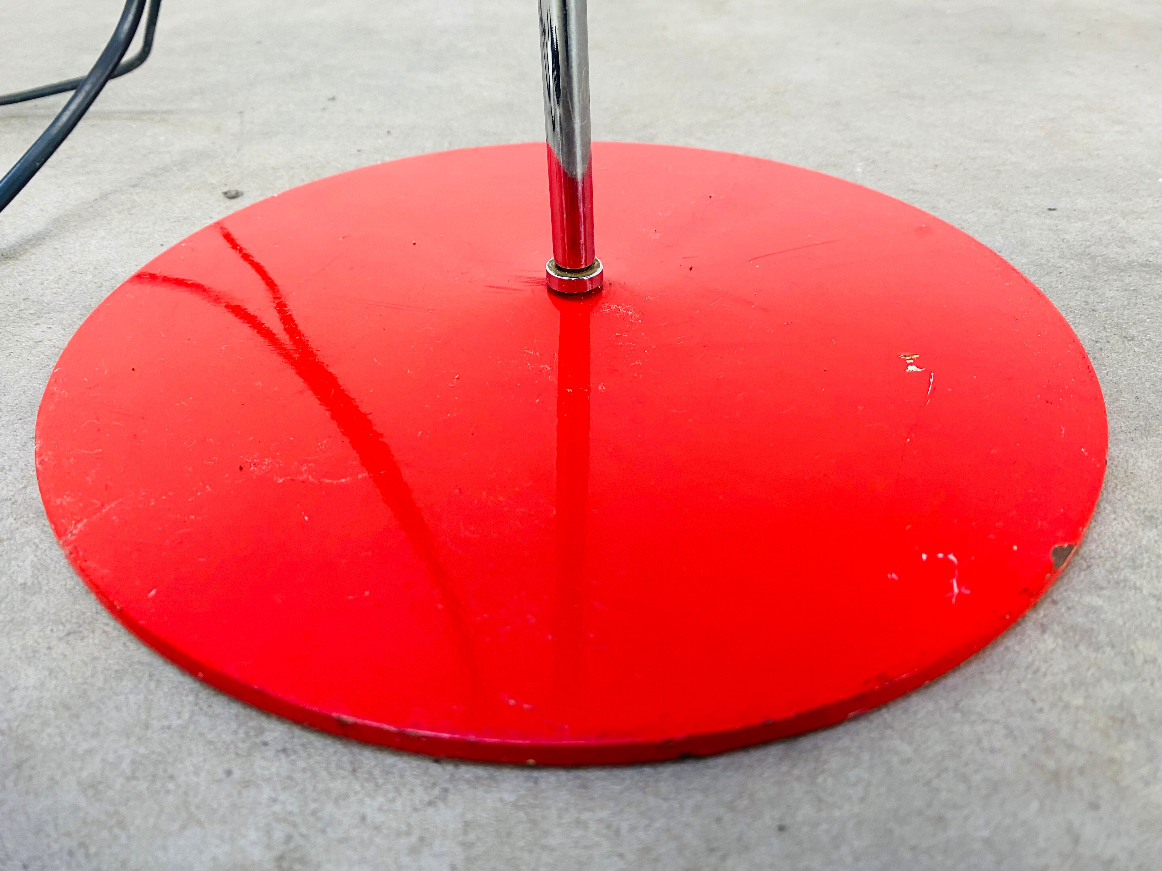 Floor lamp 2 spots red chrome stem SCE 1970