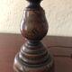 Table lamp wood and jute with pompoms