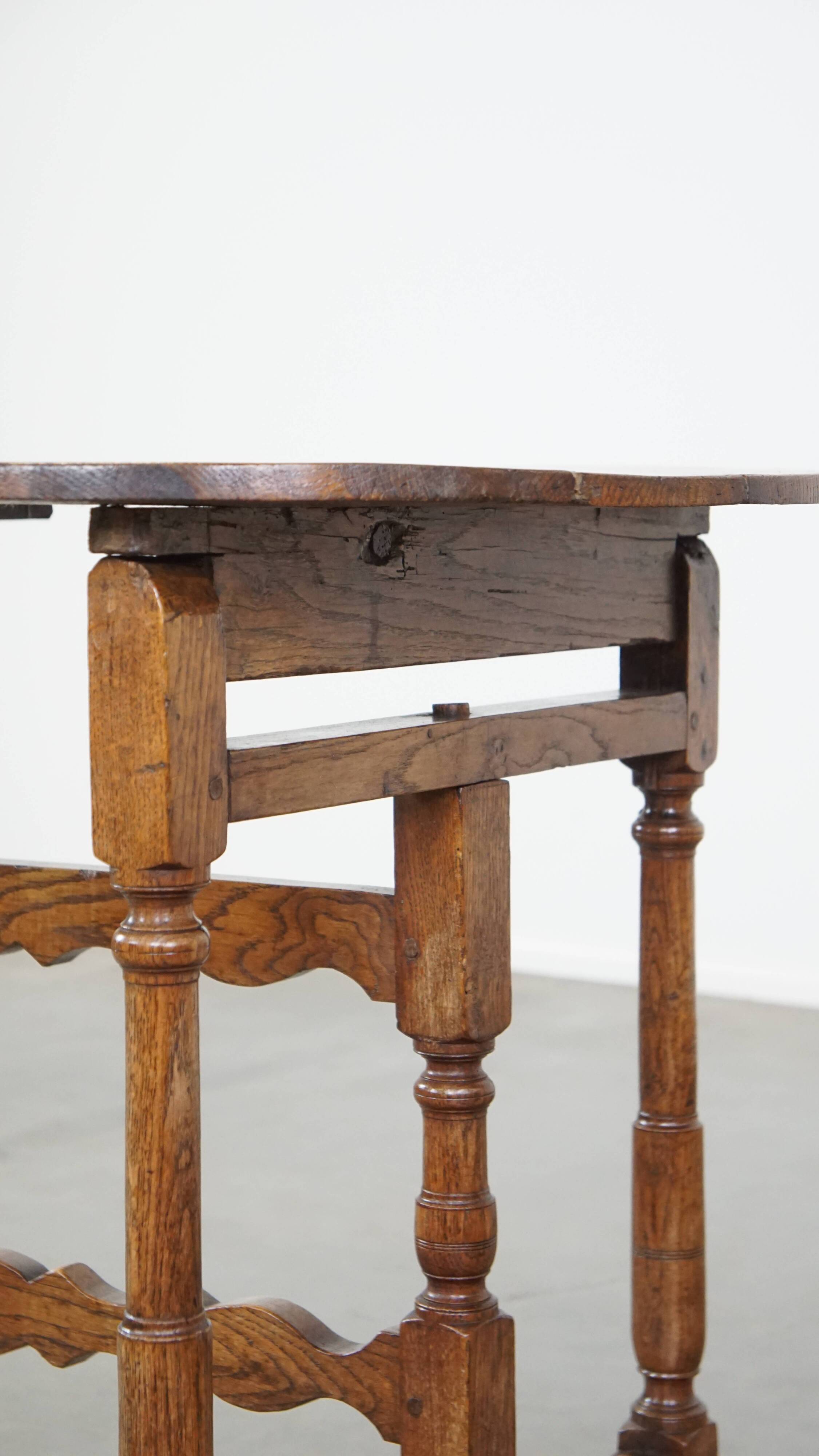 Round, folding antique 18th-century French wine/country table