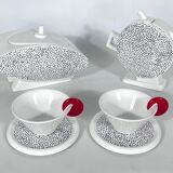 Ceramic tea set by Mas in the Memphis Milano style, 1980s, Set of 7