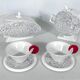 Ceramic tea set by Mas in the Memphis Milano style, 1980s, Set of 7
