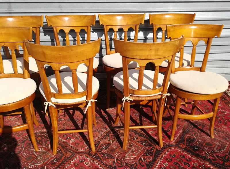 suite of 8 mulched chairs in cherry