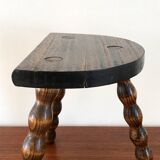 Vintage solid wood tripod stool from the 70s
