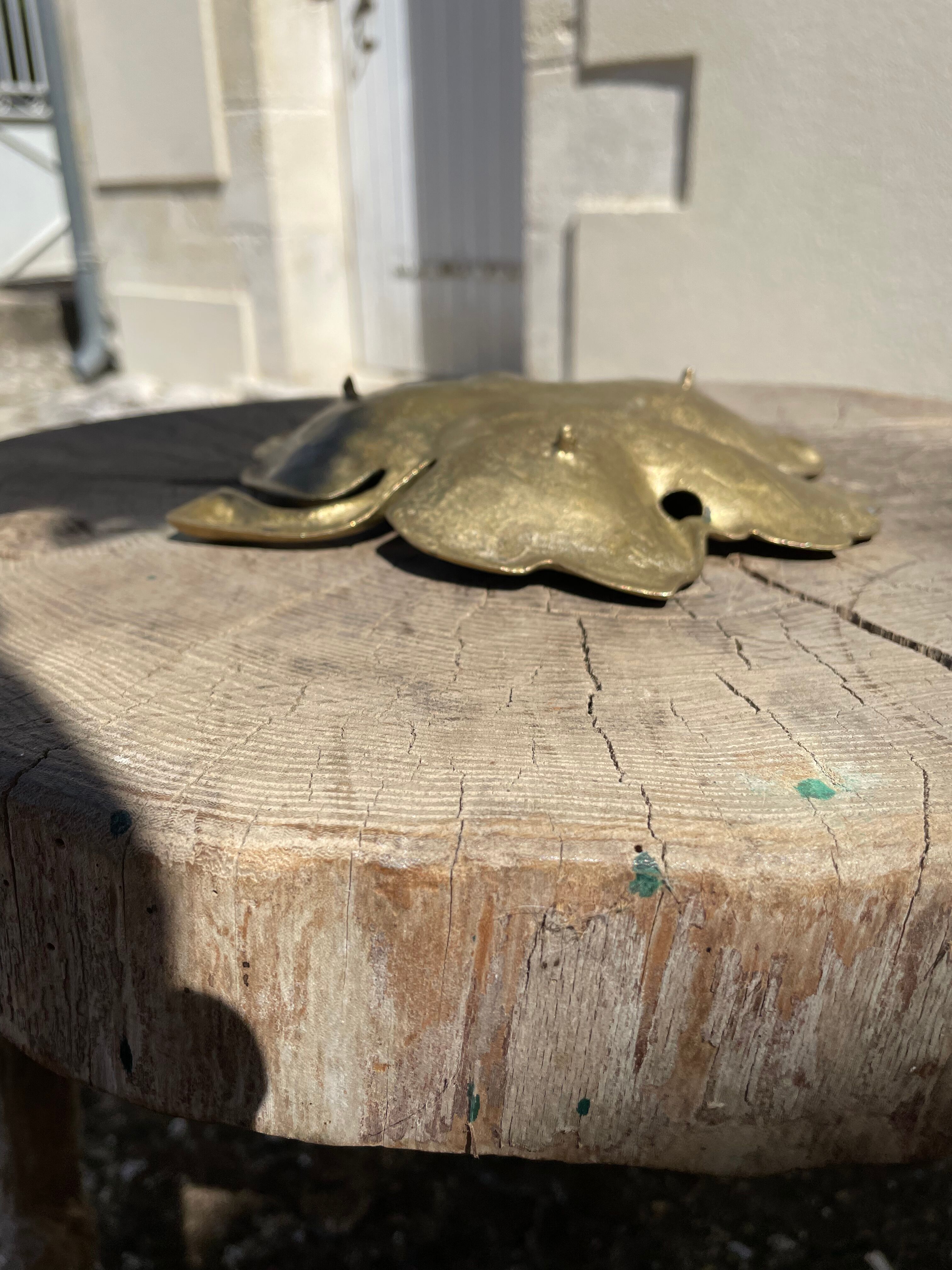 Empty brass leaf pocket