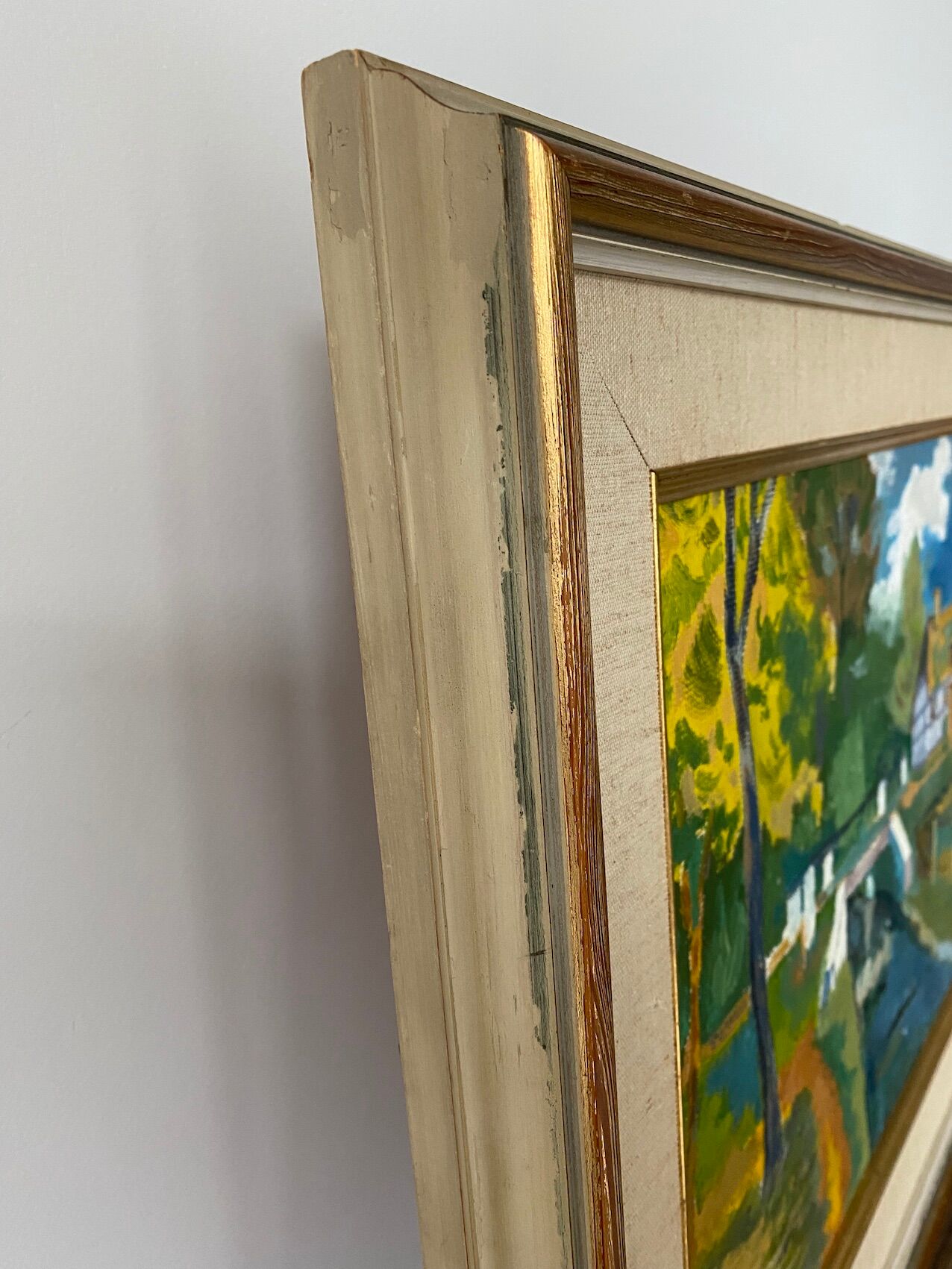 Mid Century Vintage Oil Framed Painting - The Courtyard