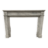 Louis XVI Style Fireplace in White Veined Carrara Marble, 19th Century