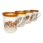 4 Mugs Staffordshire Tableware English Rural Scenes