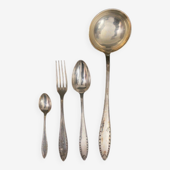 Christofle Art Deco silver metal cutlery set of 37