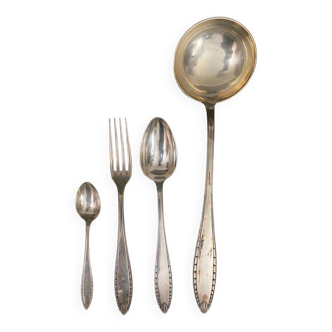 Christofle Art Deco silver metal cutlery set of 37