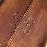 Old linen sheet and rust-tinted cotton