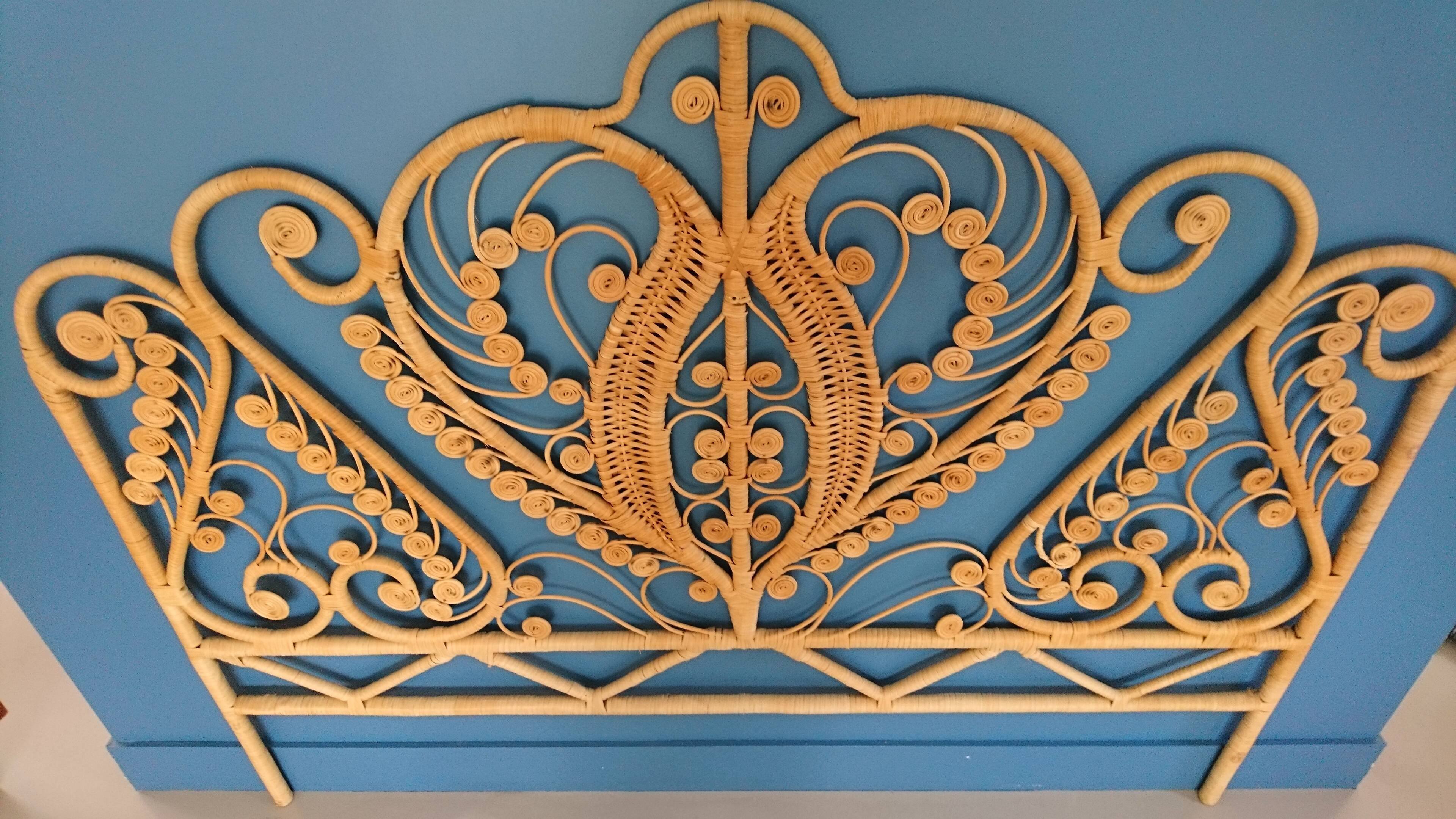 Peacock headboard rattan